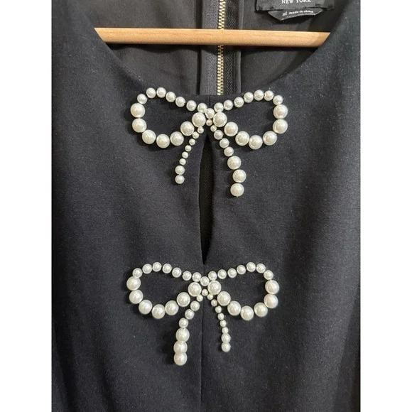 Kate Spade A-line Dress Pearl Mini Bows Dress Women's X-Large Stretch Pockets - Picture 2 of 10
